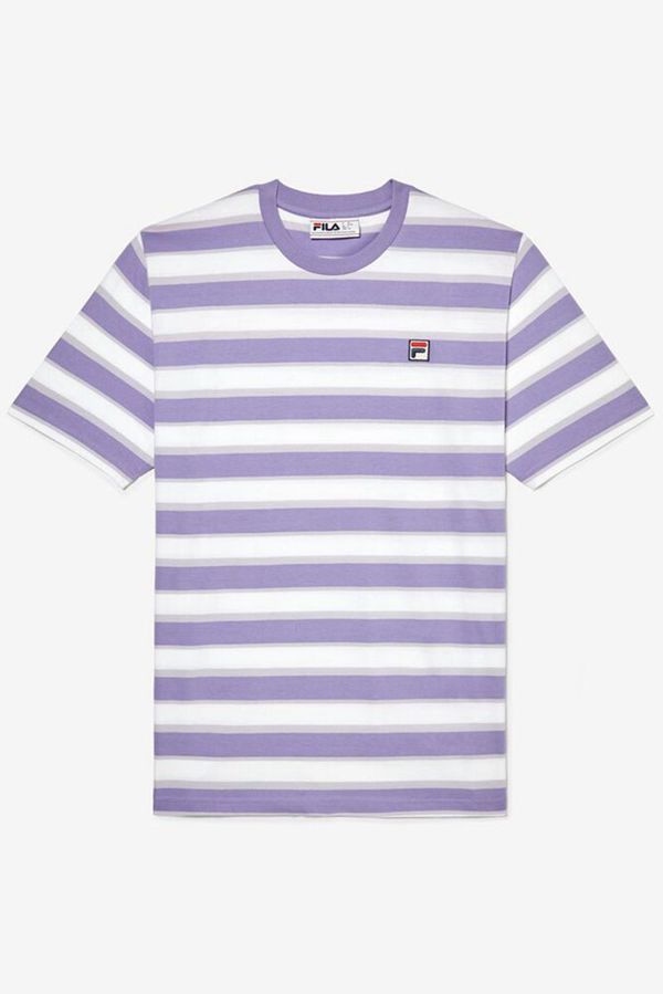 Camisetas Fila Homem Roxo/Branco - Fila Pietersite Striped Loja Online Portugal,EMCH-17260